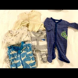 Five newborn pajamas - Gymboree, Aden & Anais